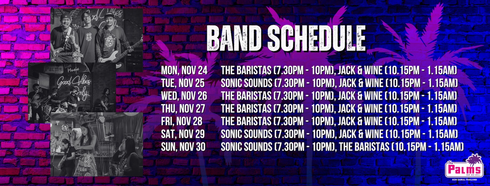 Band schedule Palms